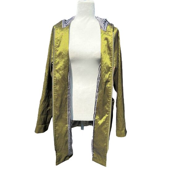 MyCra Pac One‎ Iridescent Green Rain Jacket SZ 1 S/M Oversized Pockets - Picture 4 of 8